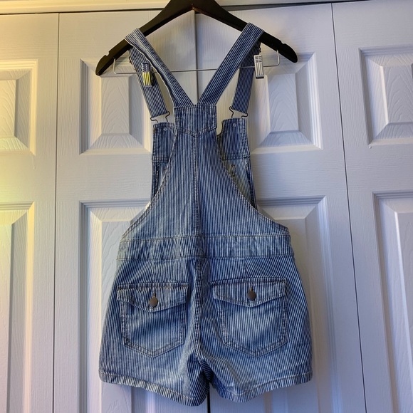 Forever 21 striped denim short overalls XS LN - Picture 2 of 5